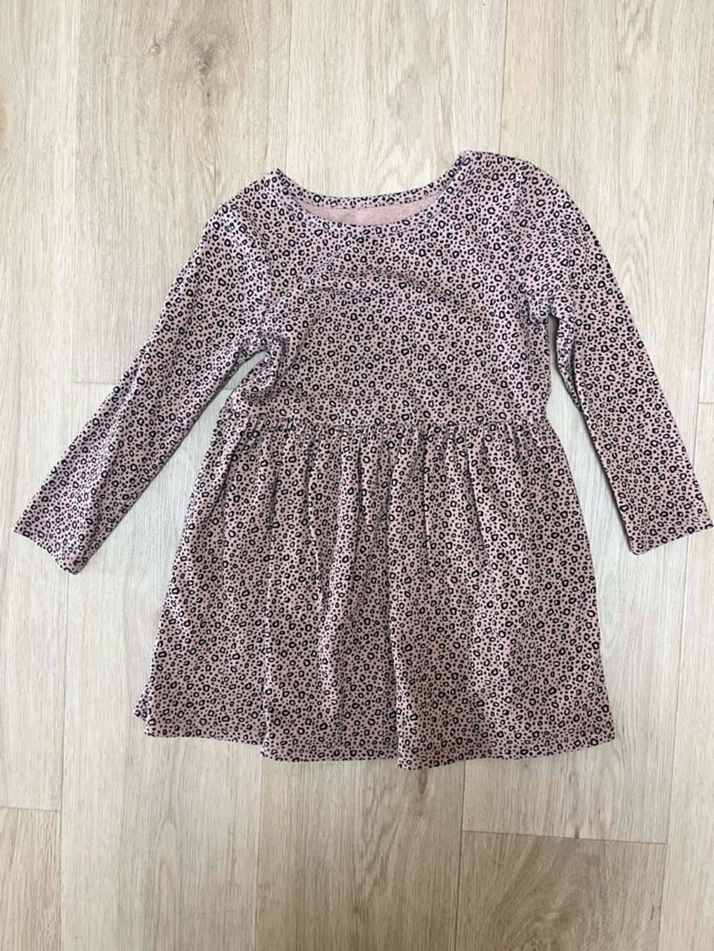 Cat & Jack Pink Leopard-Print Long-Sleeve Dress